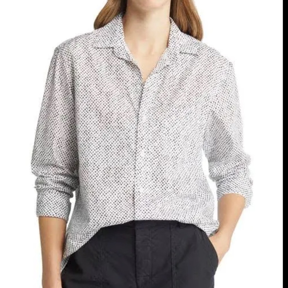 FRANK & EILEEN JOEDY Mini Black Heart Button Up Cotton Shirt Sz S Oversized